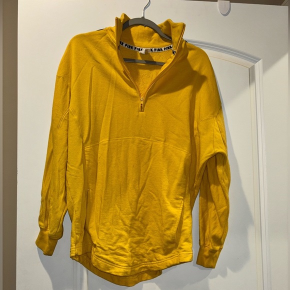 Victoria's Secret Tops - Victoria Secret Pink Yellow Half-Zip Sweater